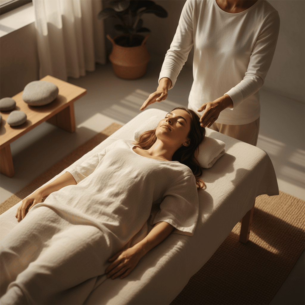 Client receiving personalized healing session