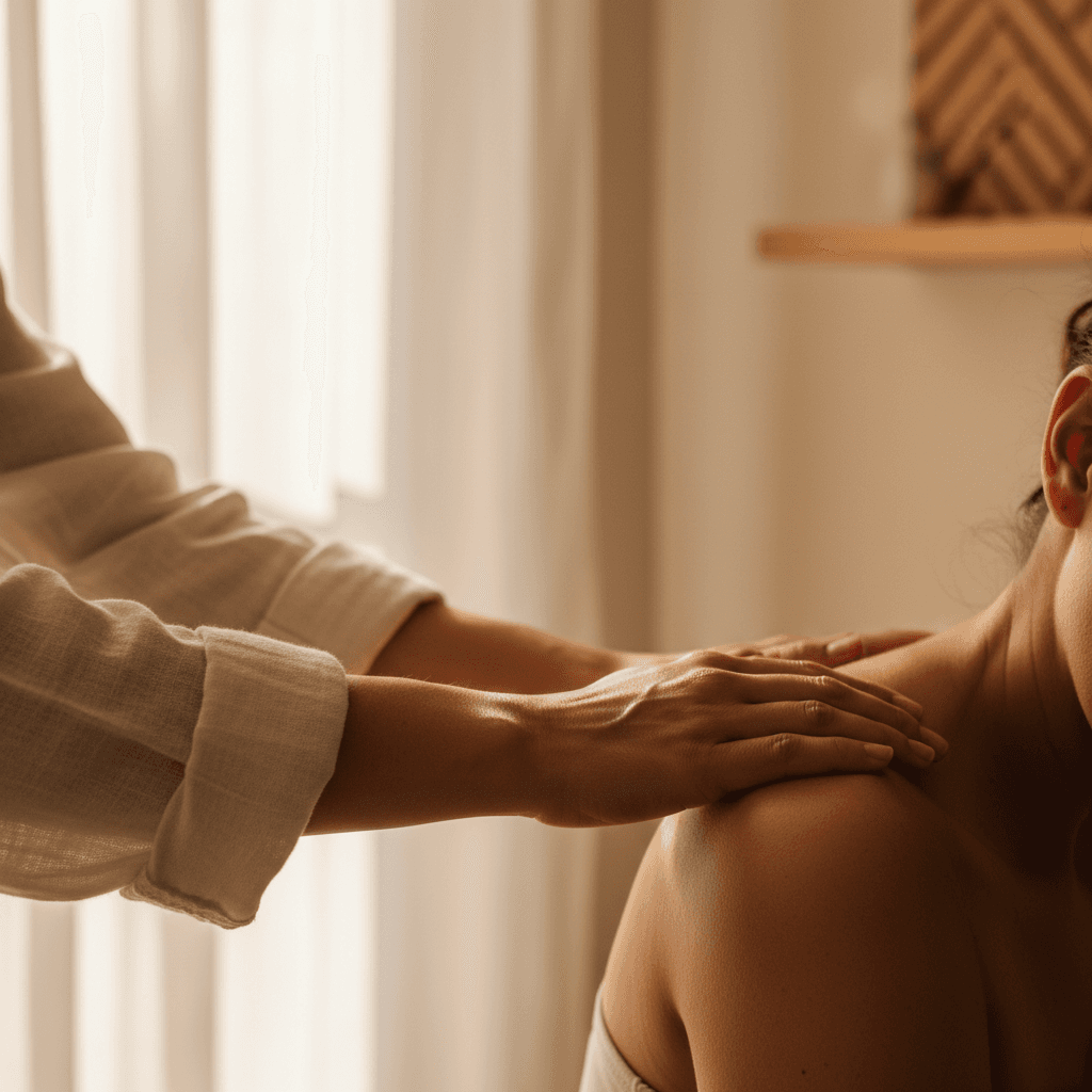 Hands-on healing touch during a personalized session